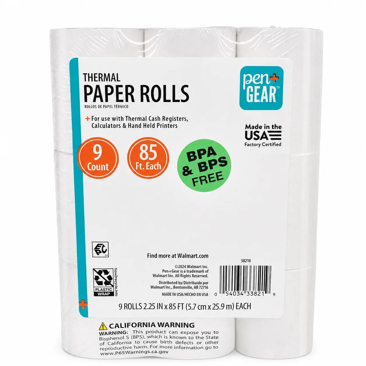 Pen+Gear Thermal Paper Rolls, 9-Count by Pen+Gear