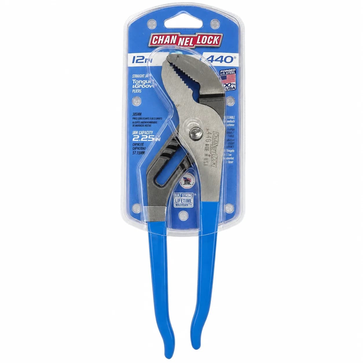 440 12-inch Straight Jaw Tongue & Groove Pliers by CHANNELLOCK